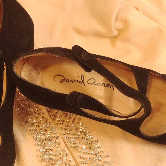 Black cross strap suede heels - Picture 4 of 5